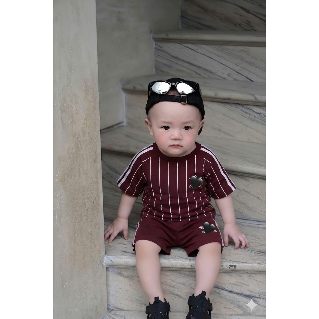 Set Quần Áo Bé Trai Thể Thao Sọc Cao Cấp,Bộ Quần Áo Bé Trai Cotton 6-15kg,Quần Áo Bé Trai Mùa Hè A27