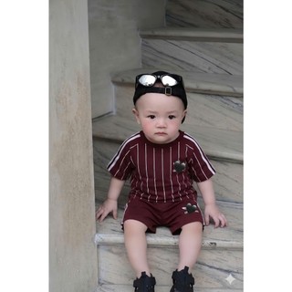 Set Đồ Bé Trai Thể Thao Sọc Trắng Đỏ Đô,Bộ Quần Áo Bé Trai Cotton ,Đồ Bé Trai Mùa Hè 6-15kg A27