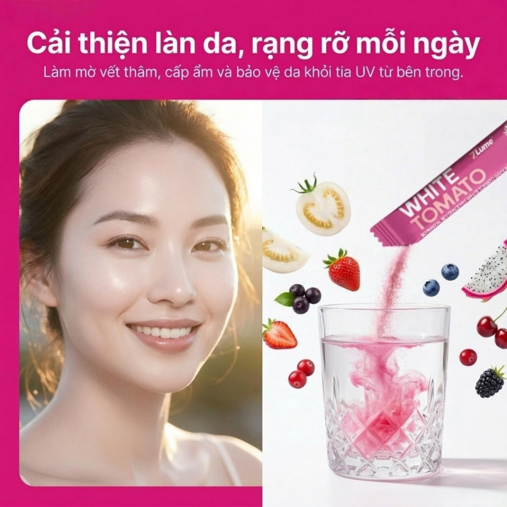 【Hàng sẵn】7Lume Nước uống Cà chua trắng bổ sung Trắng da sáng da chống oxy hóa làm đẹp da