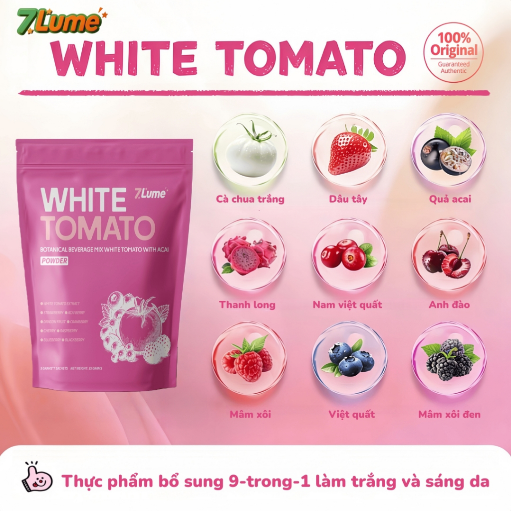 【Hàng sẵn】7Lume Nước uống Cà chua trắng bổ sung Trắng da sáng da chống oxy hóa làm đẹp da