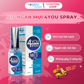 Xịt Ngăn Mùi Toàn Thân 4YOU SPRAY 30ml, Khử Mùi Hôi Nách, Hôi Chân, Không Gây Ố Vàng Áo