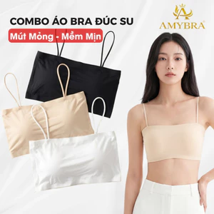 Combo 3 Áo Bra Su Đúc 2 Mềm Mịn Không Lộ Viền - Áo 2 Dây Mút Mỏng Có Thể Tháo Rời AMYBRA B8881