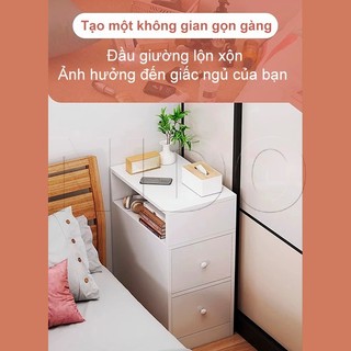 Nido Tủ Đầu Giường Gỗ MDF 2 Ngăn Kéo Cao Cấp, Kệ Táp Đầu Giường Tiết Kiệm Diện Tích