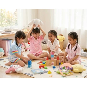 Bộ đồ ngủ tay ngắn quần đùi lụa latin cao cấp cho bé in 5D cho bé gái-H&Đ KIDS