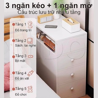 Nido Tủ Đầu Giường Gỗ MDF 2 Ngăn Kéo Cao Cấp, Kệ Táp Đầu Giường Tiết Kiệm Diện Tích