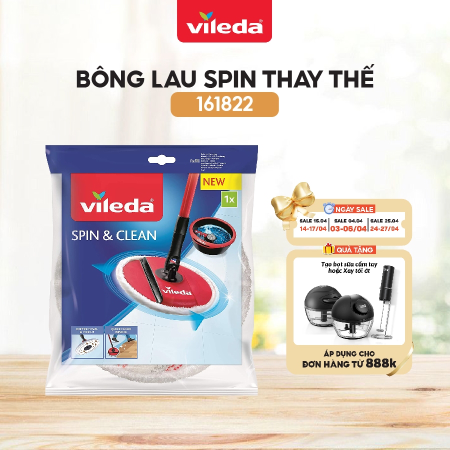 Bông lau thay thế cho cây lau nhà Spin&Clean diệt khuẩn 99% VILEDA ...