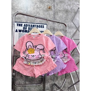BỘ CỘC TAY THỎ HOA CAM HỒNG TÍM