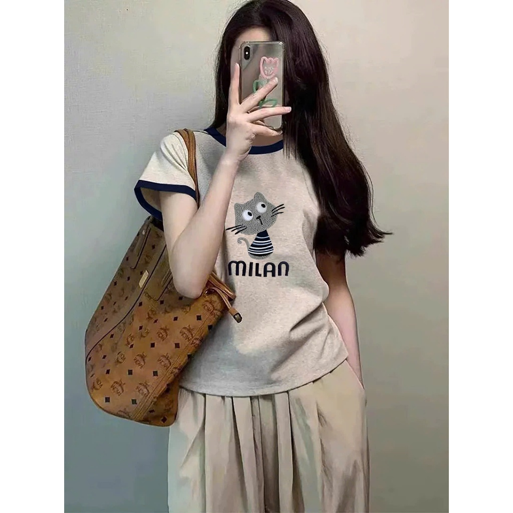 Áo thun nữ chất xượt bo viền, dáng vừa in hình xinh xắn JULY FASHION,Áo nữ Chất vải mềm mịn, mát mẻ