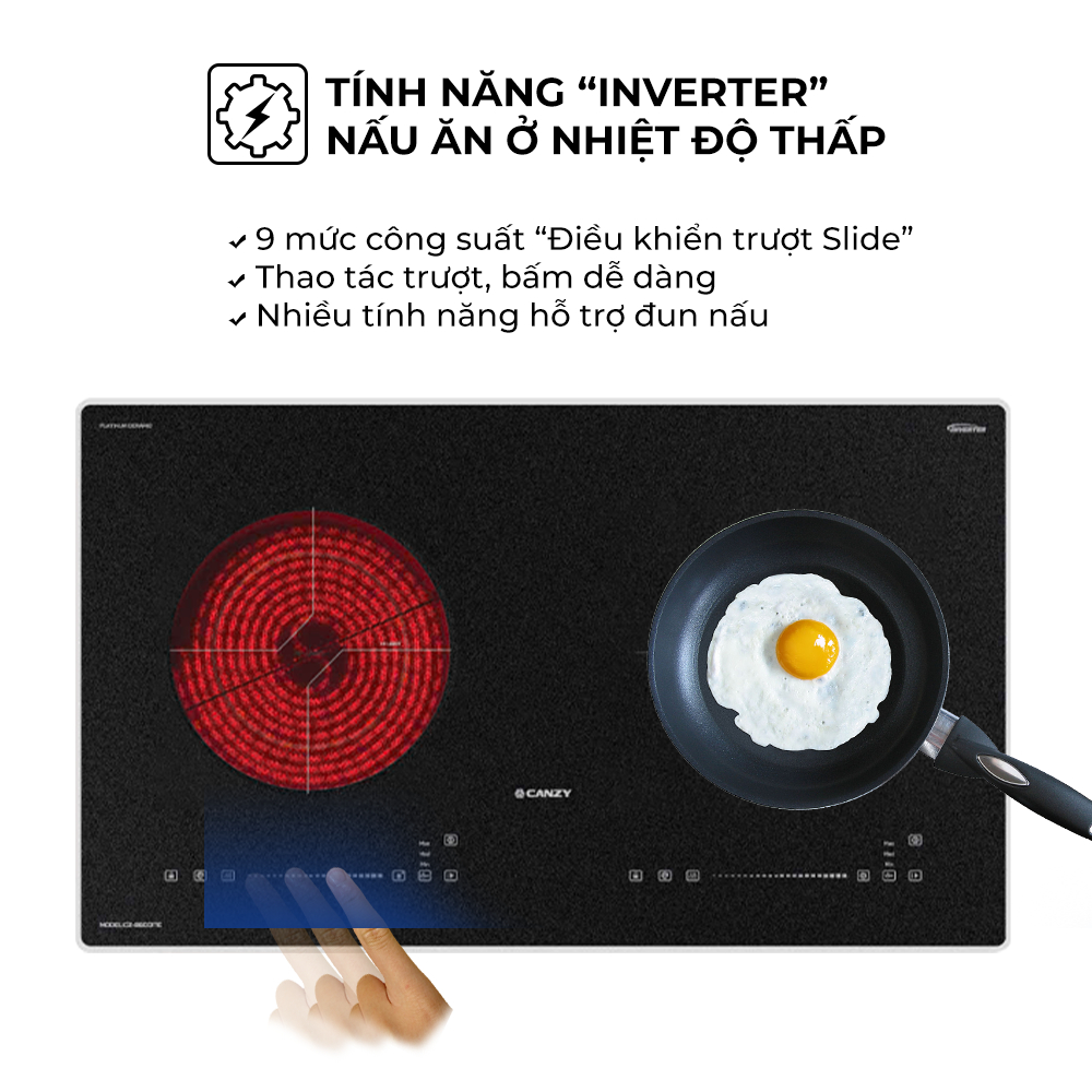 Bếp điện từ Canzy CZ-B6001TE [GIÁ SIÊU RẺ] Bếp có thể nấu được tất cả các loại nồi, inverter tiết kiệm điện