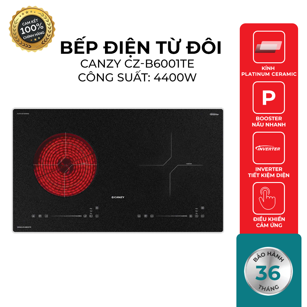 Bếp điện từ Canzy CZ-B6001TE [GIÁ SIÊU RẺ] Bếp có thể nấu được tất cả các loại nồi, inverter tiết kiệm điện