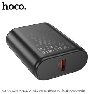 Pin Dự Phòng Hoco Q3 Pro 10000 USB-A QC 3.0 22.5W và TypeC PD 20W, Thiết kế nhỏ gọn (Đen)