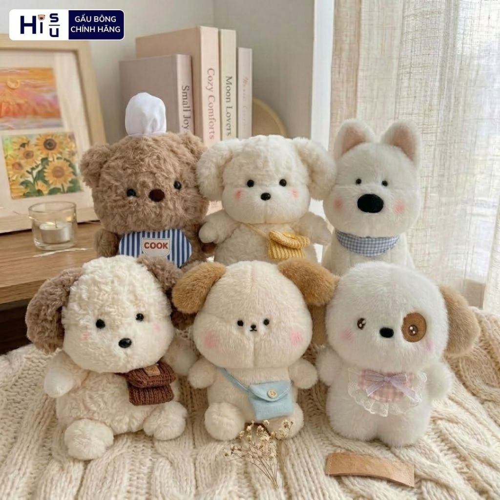 Bộ Sưu Tập Gấu Bông Cún Chó Con Mini Đáng Yêu, Cún Chó Bông Lông Mềm Mại Kèm Nhiều Phụ Kiện Quà Tặng Đáng Yêu Cho Bé