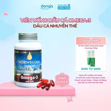 Dầu cá nhuyễn thể Norwegian Fish Oil Omega-3 tăng cường thị lực, tốt cho não bộ, tim mạch - Lọ 60 viên