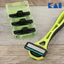 Dao cạo râu Kai Xfit 5 blade cao cấp Nhật màu xanh lá có 4 đầu thay và nắp nhựa bảo vệ (hộp dài)
