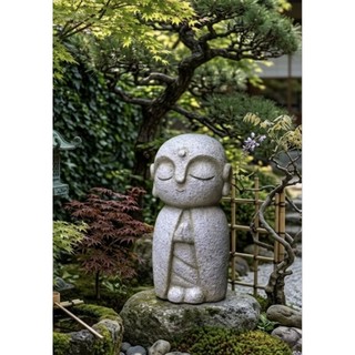 [SÂN VƯỜN NHẬT]Tượng Địa Tạng Jizo Nhật sân vườn/tượng trang trí sân vườn cao 39cm