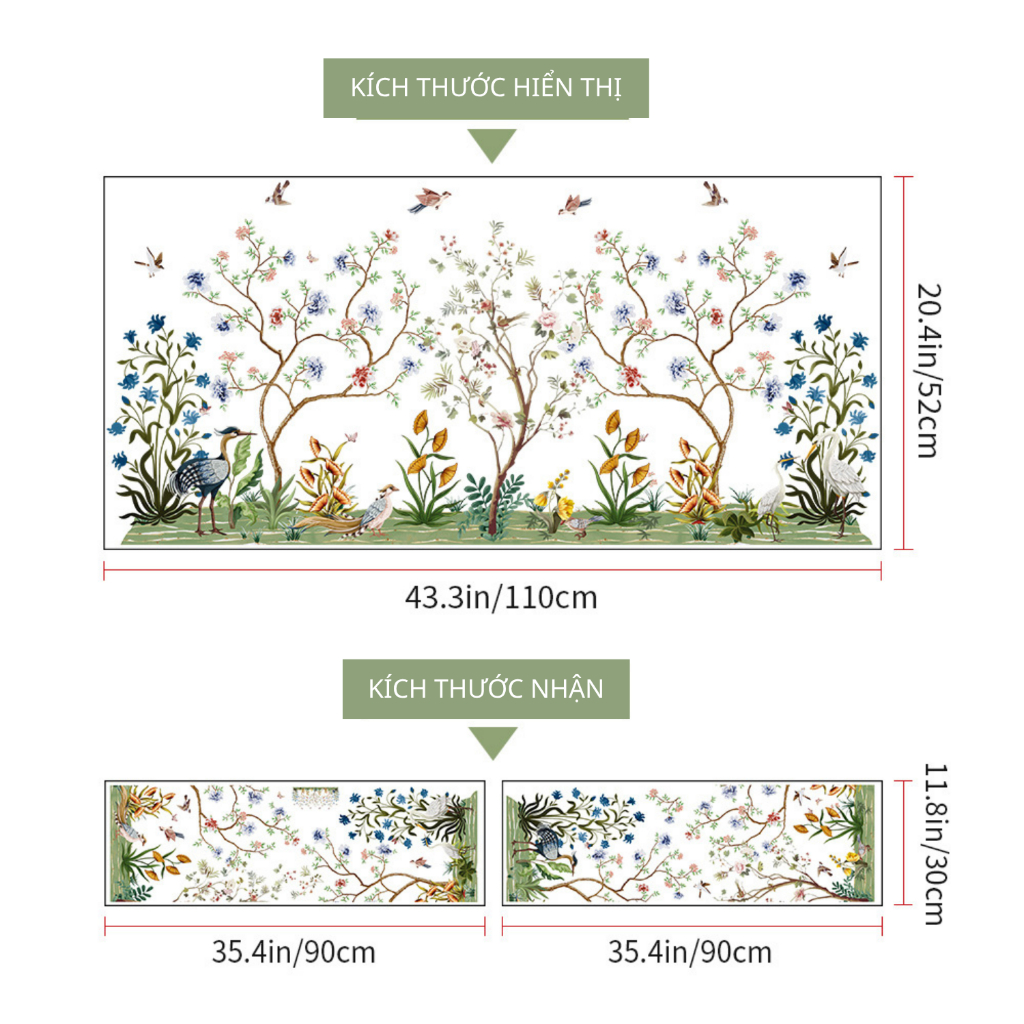 Decal Dán Tường Động Vật Rừng Nhiệt Đới Safari Có Keo Sẵn 95x57cm - Trang Trí Chân Tường Phòng Ngủ