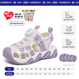 Sandal bé gái HOBIBEAR E1009 Purple chính hãng, Xăng đan đế bằng EVA chống trượt cao cấp