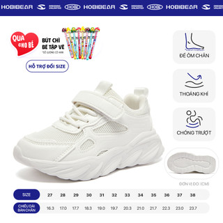 Giày bata bé trai HOBIBEAR GS7577 trắng khóa dán có vài mesh thoáng khí và đế EVA siêu nhẹ
