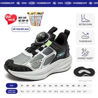 Giày thể thao trẻ em HOBIBEAR EK1018 Grey Black có đế EVA siêu nhẹ phù hơp chơi thể thao và chạy bộ