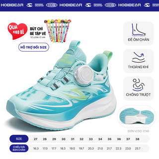 Giày trẻ em Hobibear AS8661 xanh trắng có khóa xoay, giày thể thao đế mềm cho bé