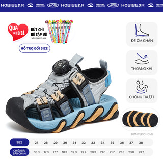 Sandal trẻ em HOBIBEAR E1009 Blue khóa xoay cao cấp, dép quai hậu đế bằng dành cho bé trai