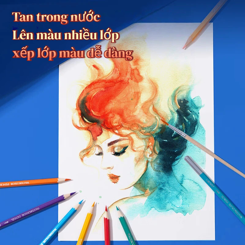 Bút Chì Màu Nước Deli Cao Cấp – Hộp Thiếc 24/36/48/72 Màu – Tặng Cọ – Tô vẽ chuyên nghiệp, khó gãy