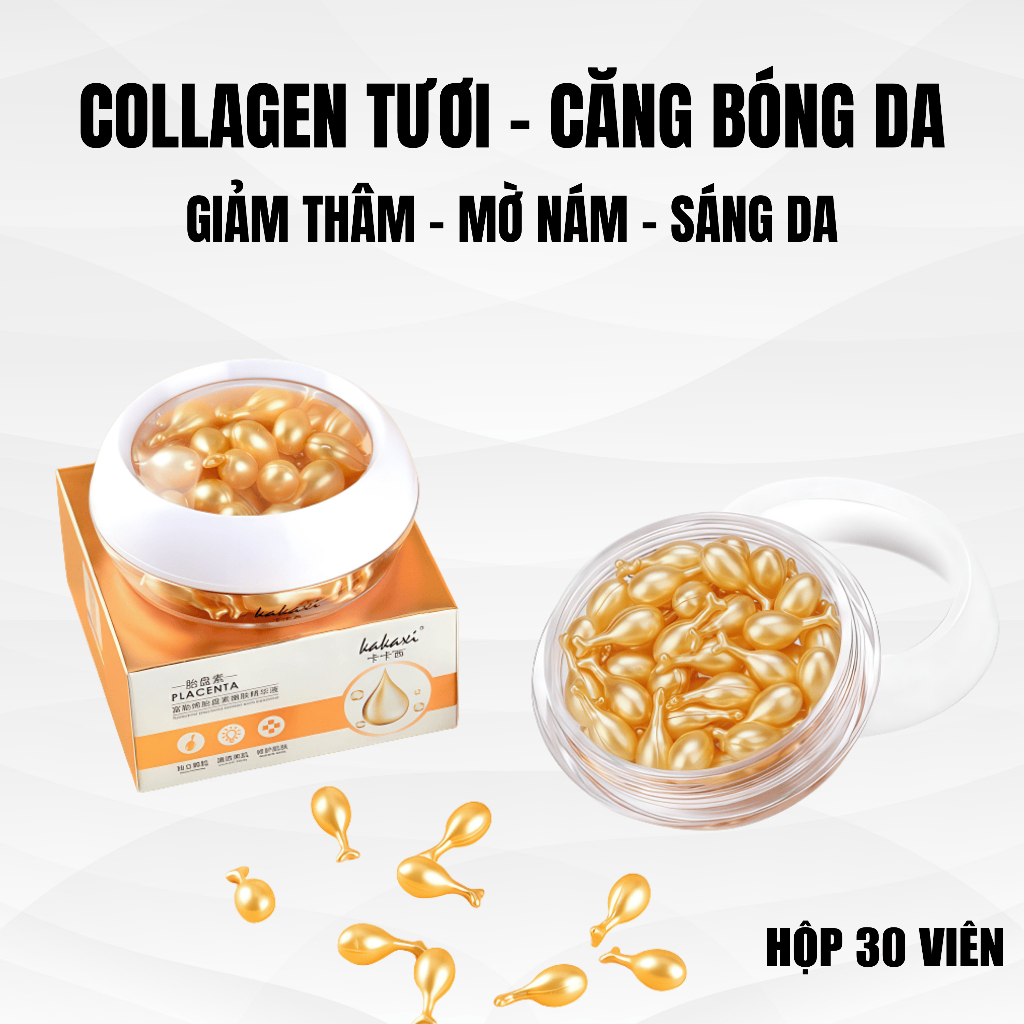 Viên Bôi Collagen Tươi Kakaxi Hộp 30 Viên | Dưỡng Da Căng Bóng, Hỗ Trợ Giảm Thâm Nám, Sáng Mịn