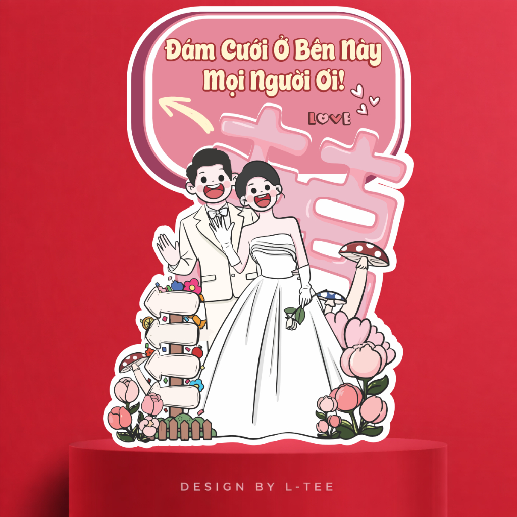 Bảng Welcome Đám Cưới Chibi Cô Dâu Chú Rể In Tên Theo Yêu Cầu Xin Mời Vào Tiệc Dễ Thương