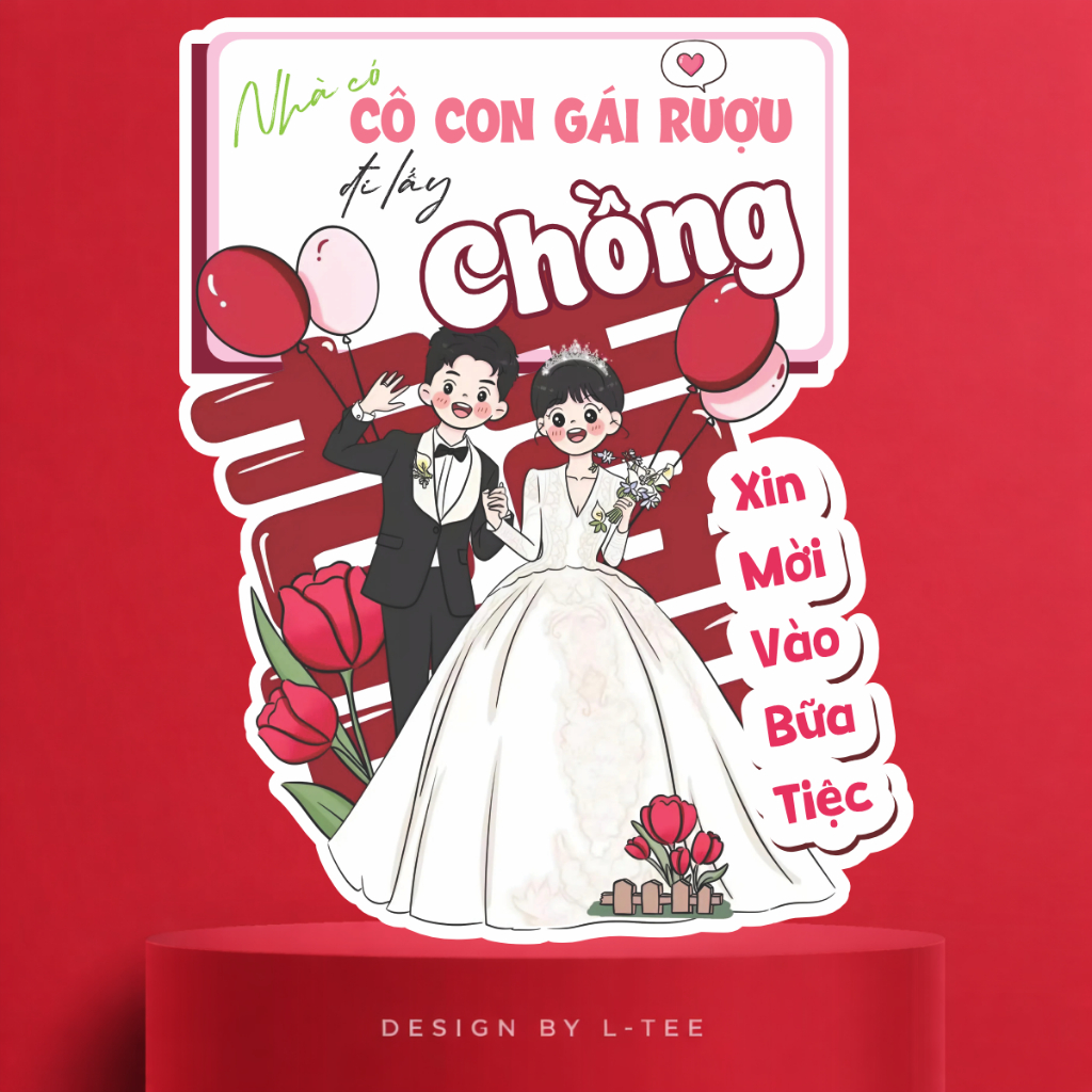 Bảng Welcome Đám Cưới Chibi Cô Dâu Chú Rể In Tên Theo Yêu Cầu Xin Mời Vào Tiệc Dễ Thương