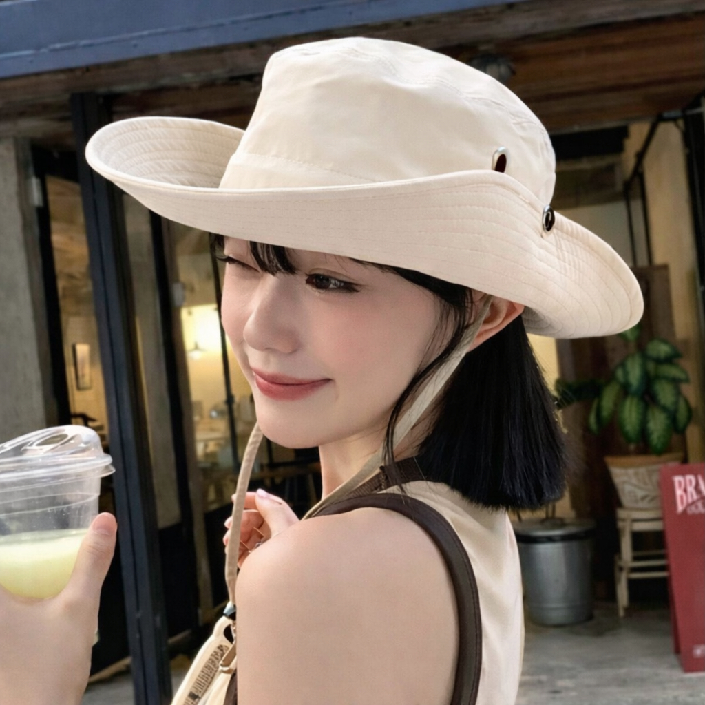 Mũ bucket tai bèo thêu hình nơ cá tính vải kaki dày dặn phong cách Hàn Quốc, nón cao bồi hình nơ dễ thương đi cắm trại