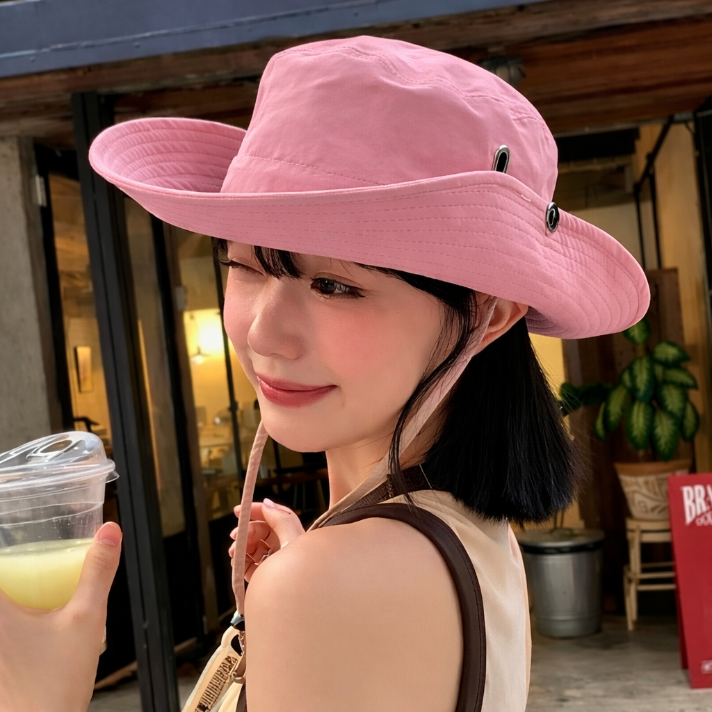 Mũ bucket tai bèo thêu hình nơ cá tính vải kaki dày dặn phong cách Hàn Quốc, nón cao bồi hình nơ dễ thương đi cắm trại