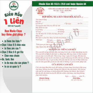 Hợp đồng cầm đồ 1 liên-Bloc 2 (trơn) & Bloc 6 (chọn mẫu in tên) hoặc theo thiết kế