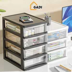 Combo 4 Hộp Đựng Đồ Đa Năng GADI Để Bàn, Có Thể Xếp Chồng, Tủ Nhựa Ngăn Kéo Đựng Tài Liệu, Mỹ Phẩm