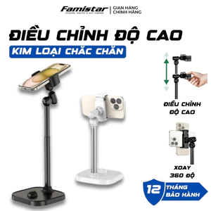 Giá Đỡ Điện Thoại Livestream GD04 – Kẹp Điện Thoại Quay Video, Góc Xoay 360°, Điều Chỉnh Chiều Cao Famistar