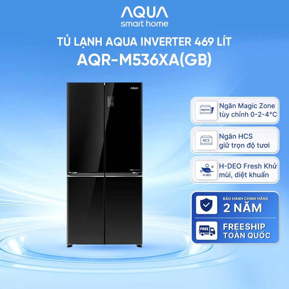 Tủ lạnh Aqua Inverter 469 lít Multi Door AQR-M536XA(GB) - Freeship toàn quốc - Bảo hành 2 năm