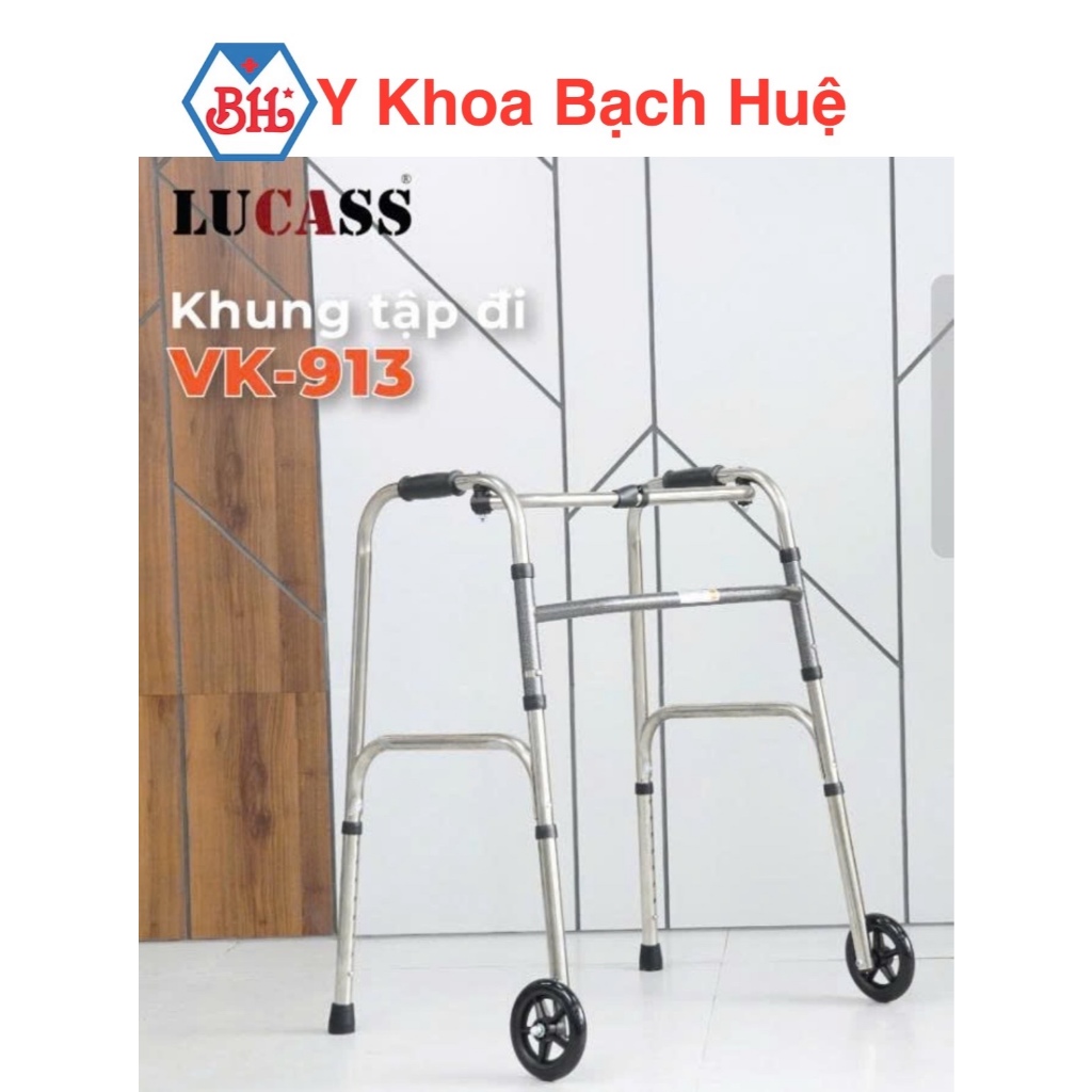 Khung tập đi  Lucass VK-913 cho người già chất liệu hợp kim inox, nhẹ nhàng ,chắc chắn, chống trơn trượt