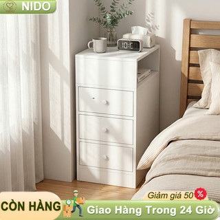 Nido Tủ Đầu Giường Gỗ MDF 2 Ngăn Kéo Cao Cấp, Kệ Táp Đầu Giường Tiết Kiệm Diện Tích