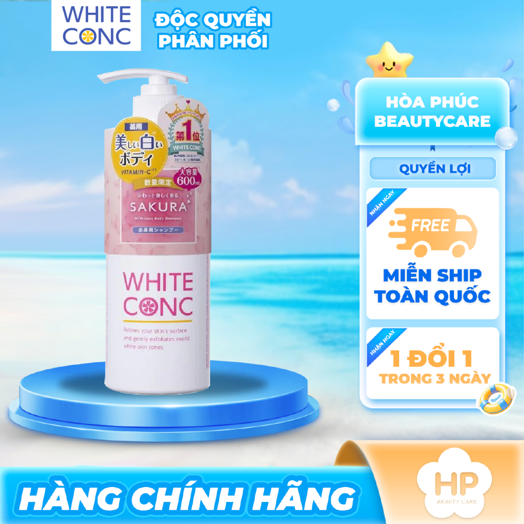 Sữa Tắm Giúp Cấp Ẩm Và Dưỡng Trắng Da White Conc Body Shampoo Cii Sakura (600mL)