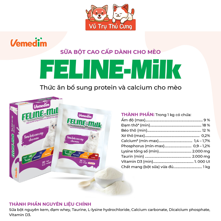 Sữa Cho Mèo Feline Milk Gói 100g Cung Cấp Dinh Dưỡng Cho Mèo
