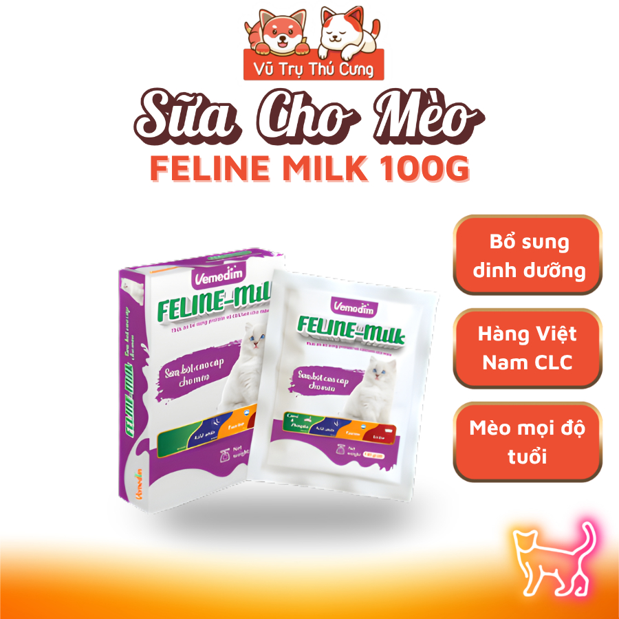Sữa Cho Chó Mèo Canine Và Feline Của Vemedim Gói 100g, Bổ Sung Dinh Dưỡng Toàn Diện
