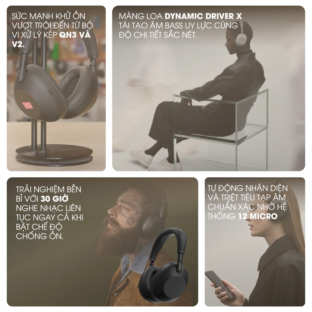 Tai nghe Hi-Res Sony WH-1000XM6 Không Dây Chống Ồn Chính Hãng Bảo Hành 12 Tháng | BigBuy360 - bigbuy360.vn