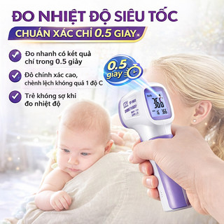 Nhiệt Kế Điện Tử Hồng Ngoại Đo Trán Cho Bé, Cảm Biến Thông Minh Đo Siêu Tốc 1s - Hàng Cao Cấp