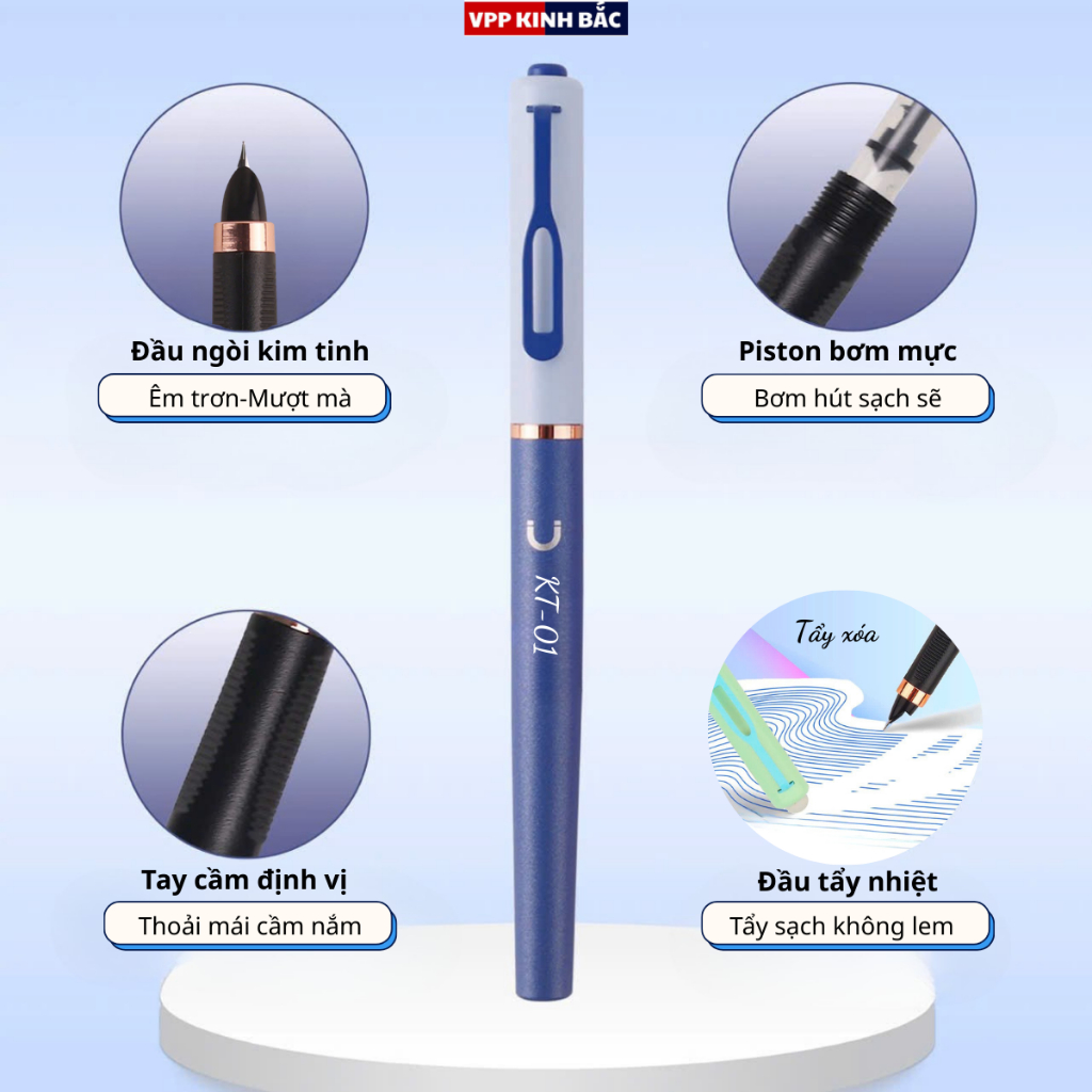 ( HOT 2026 ) Bút máy KT-01 Ngòi 0.28mm Có Hạt Gạo ,Êm Trơn Luyện Chữ Đẹp Dùng Cho Học Sinh Tiểu Học Từ 1-5.