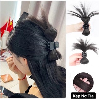 Tóc Giả Búi Kẹp Hình BƯỚM Giả Pha Lê Tỉa Lông Vũ, Tóc Giả Y2K Phong Cách Hàn Quốc HaminStore