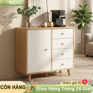 NIDO Tủ Đựng Đồ Tủ Búp Phê Gỗ 4 Ngăn Kéo Để Máy Pha Cafe Góc Chill Decor Phòng Khách Dày 1.2cm