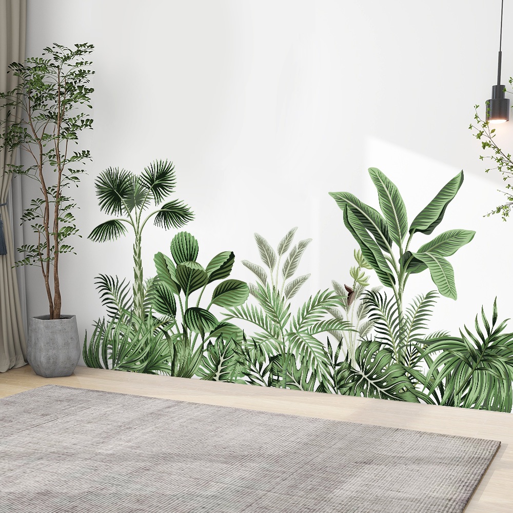 Decal Dán Chân Tường Hoa Lá Viền Tường Có Keo Sẵn 125x54cm - Trang Trí Nhà Chống Bẩn Chân Tường