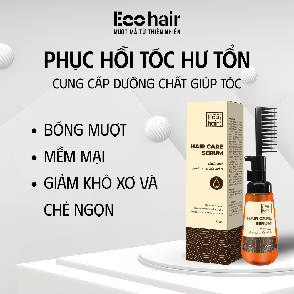 Tinh Dầu Dưỡng Tóc Eco Hair 100ml Nhân Sâm Hà Thủ Ô – Giảm Gãy Rụng, Kích Thích Mọc Tóc, Dưỡng Tóc Mềm Mượt