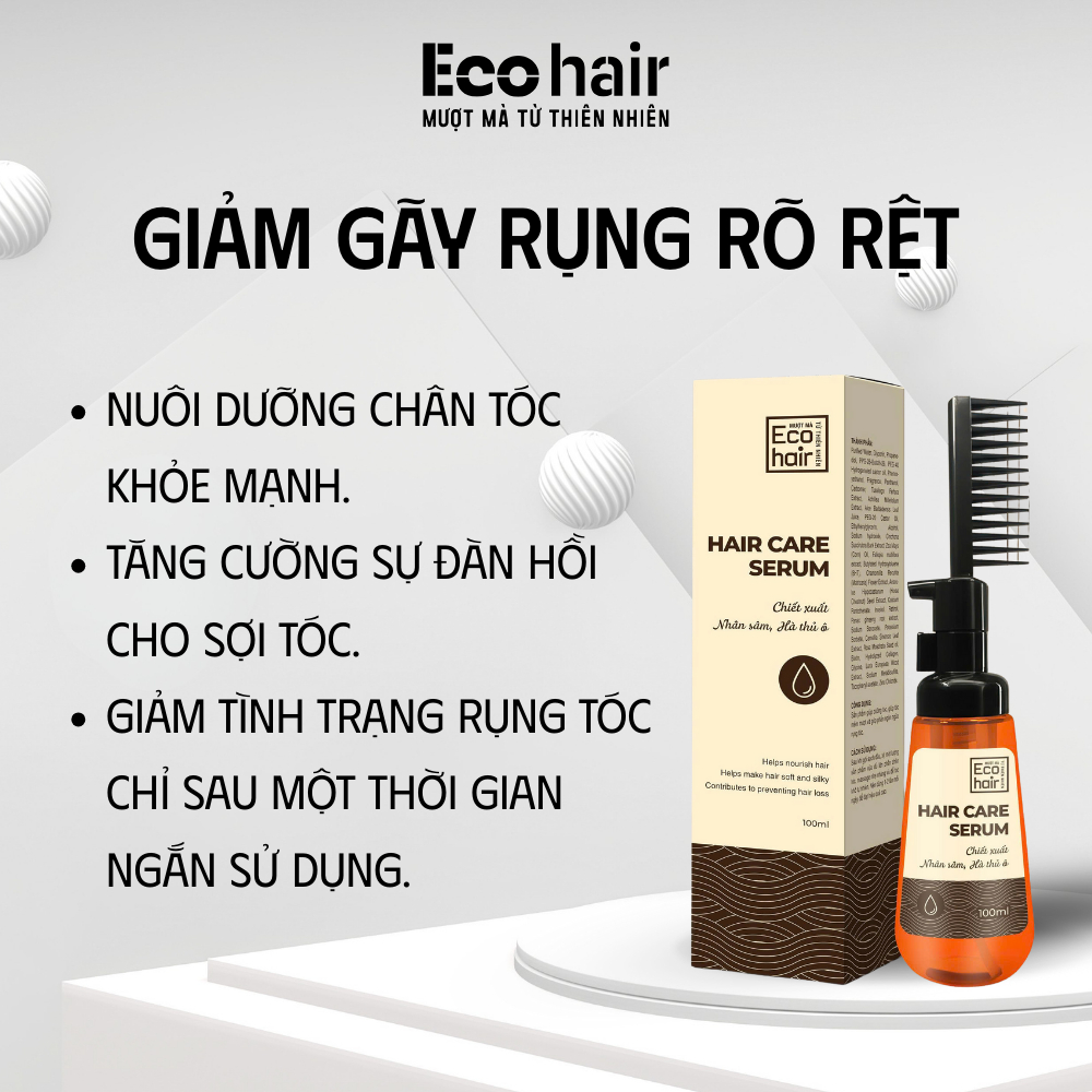 Tinh Dầu Dưỡng Tóc Eco Hair 100ml Nhân Sâm Hà Thủ Ô – Giảm Gãy Rụng, Kích Thích Mọc Tóc, Dưỡng Tóc Mềm Mượt