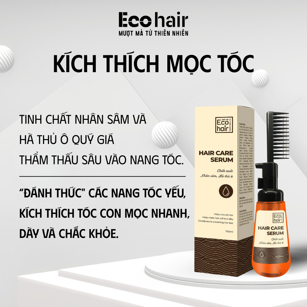 Tinh Dầu Dưỡng Tóc Eco Hair 100ml Nhân Sâm Hà Thủ Ô – Giảm Gãy Rụng, Kích Thích Mọc Tóc, Dưỡng Tóc Mềm Mượt