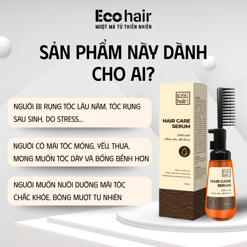 Tinh Dầu Dưỡng Tóc Eco Hair 100ml Nhân Sâm Hà Thủ Ô – Giảm Gãy Rụng, Kích Thích Mọc Tóc, Dưỡng Tóc Mềm Mượt